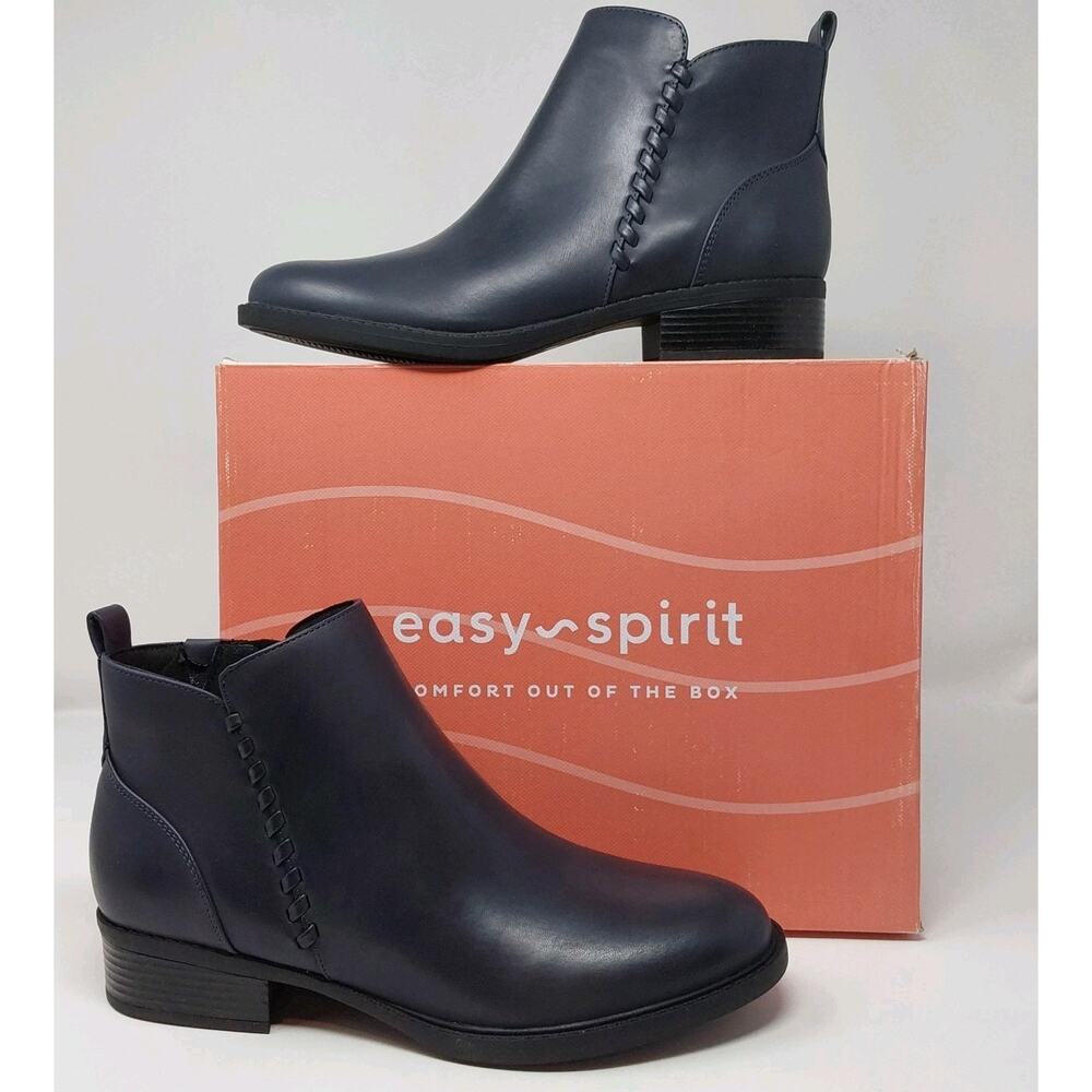 Easy Spirit SE Lorand3 Dark Blue Ankle Boots Low Heel Women’s Size 9.5